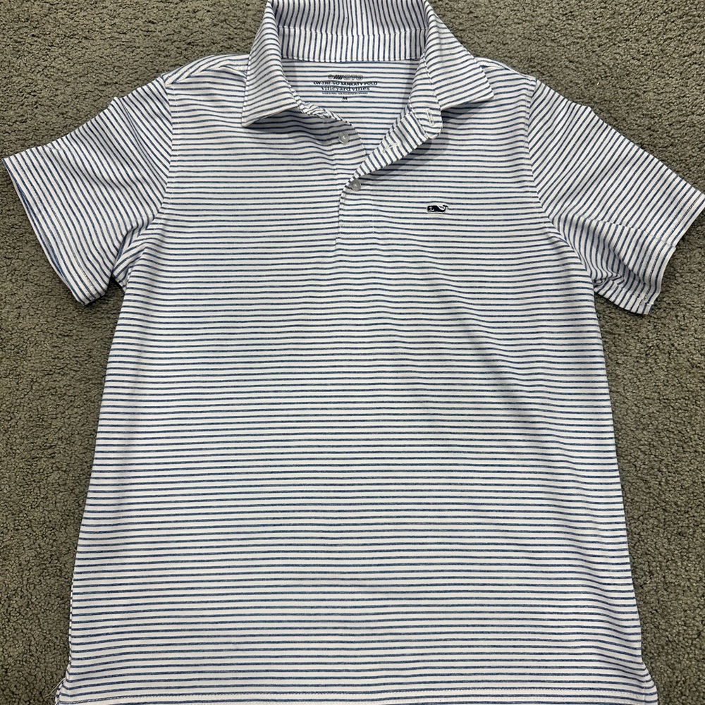 Vineyard Vines Kid’s Striped Polo Shirt - Blue and White